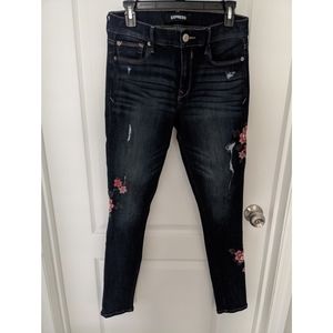 Express embroidered flower jeans